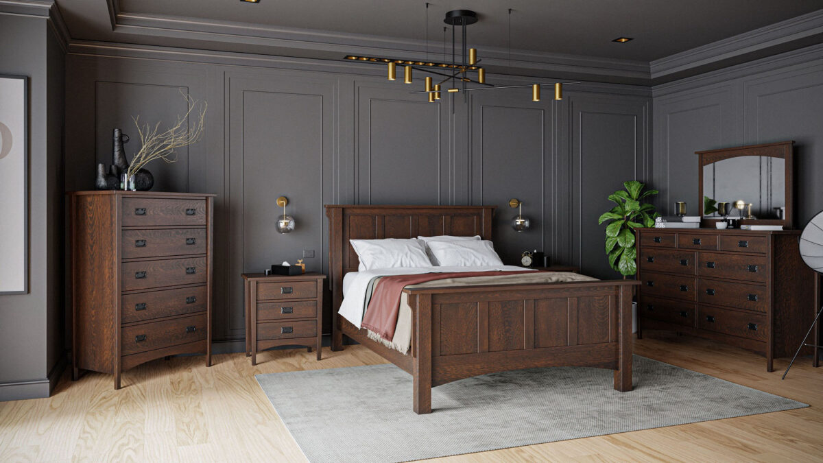 Oak Arts and Crafts Bedroom Set Amish Solid Hardwood Bedroom Set