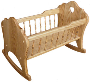 Oak Doll Cradle with Spindles