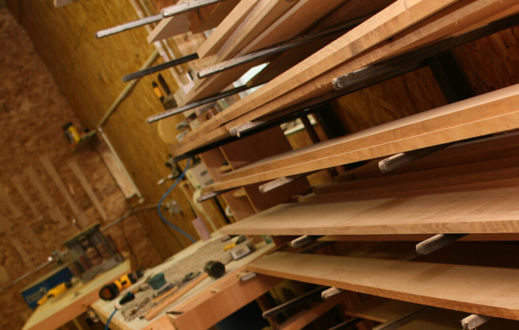 Stacked Wood Inside Amish Furniture Workshop